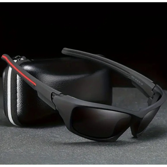 Women Sport Polarized Sunglasses Matte Black Red Accent Performance Safety 2026 - Picture 9 of 10